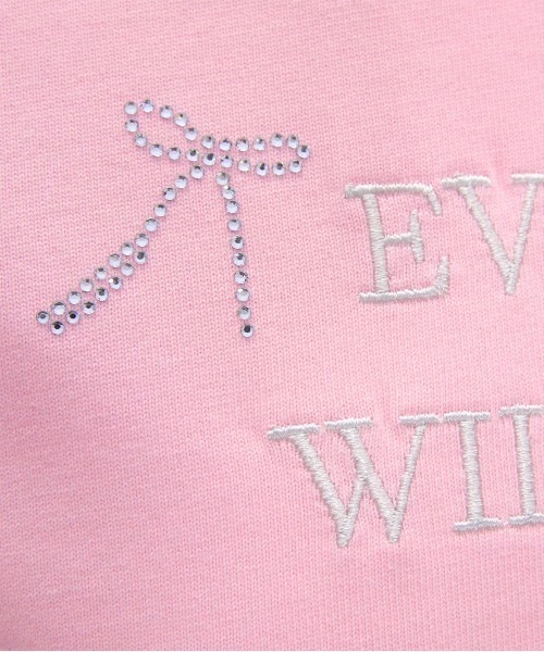 clear（クリア）の「ラインストーンリボンロゴTシャツ[大人 ガーリー バレエコア 着回し抜群]（Tシャツ/カットソー・レディース・ピンク/ブラック/オフホワイト・F）」の15枚目の写真