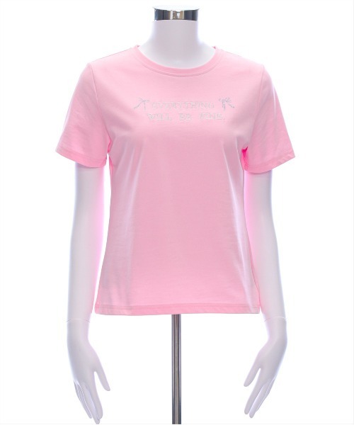 【関税込み】VETEMENTS ピンク Paris ラインストーン Tシャツ 7days】【GOODPRICE】【綿100％】ロゴラインストーンTシャツ(S