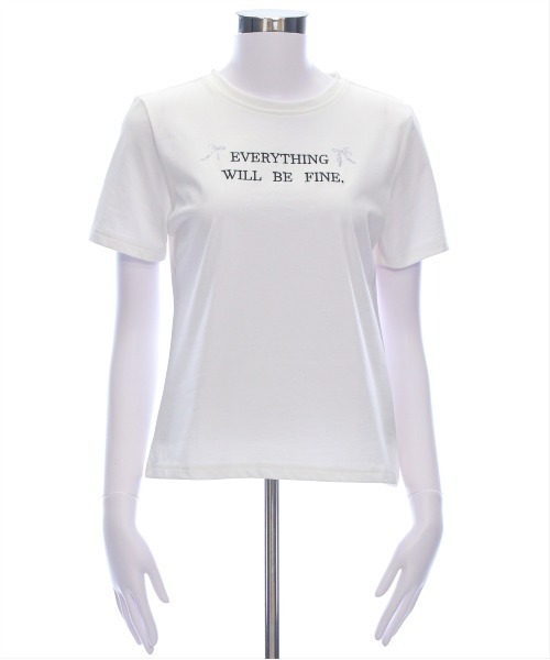 clear（クリア）の「ラインストーンリボンロゴTシャツ[大人 ガーリー バレエコア 着回し抜群]（Tシャツ/カットソー・レディース・ピンク/ブラック/オフホワイト・F）」の18枚目の写真