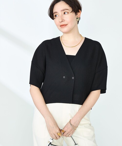 NOLLEY’S(ノーリーズ)の「ヴィンテージメッシュ半袖カーディガン(カーディガン/ボレロ・レディース・ブラック/オフホワイト・38)」の22枚目の写真