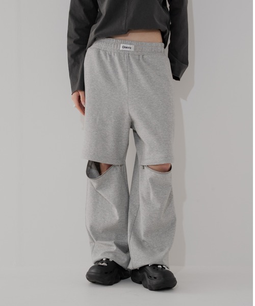 Glanny(グランニー)の「ジップスウェットパンツ(スウェットパンツ・レディース・グレー/ネイビー・MEDIUM/SMALL)」の1枚目の写真