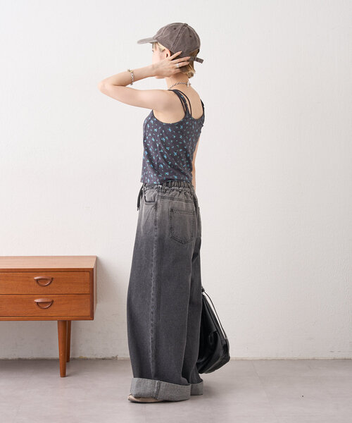 w closet（ダブルクローゼット）の「小花レースキャミ（キャミソール・レディース・アイボリー/チャコールグレー/グレー・FREE）」の17枚目の写真