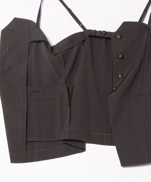 m.f.editorial（エムエフエディトリアル）の「【接触冷感 ウォッシャブル】m.f.エディトリアル レディース 杢調 ビスチェ こげ茶(セットアップ可能)（スーツベスト・レディース・ダークウッド・MEDIUM/LARGE）」の3枚目の写真