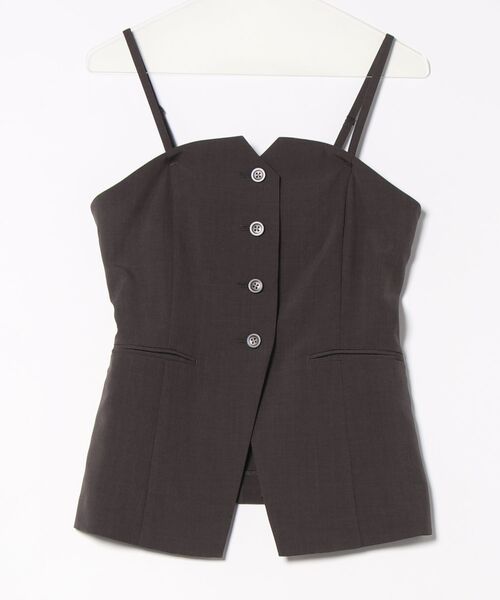 m.f.editorial（エムエフエディトリアル）の「【接触冷感 ウォッシャブル】m.f.エディトリアル レディース 杢調 ビスチェ こげ茶(セットアップ可能)（スーツベスト・レディース・ダークウッド・MEDIUM/LARGE）」の12枚目の写真