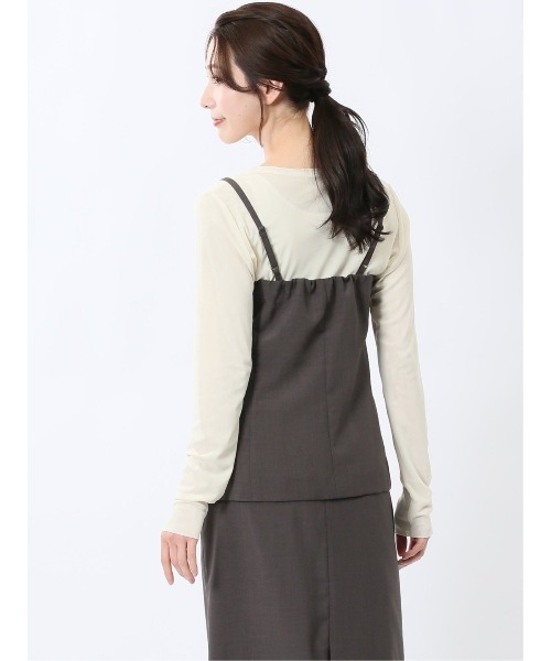 m.f.editorial（エムエフエディトリアル）の「【接触冷感 ウォッシャブル】m.f.エディトリアル レディース 杢調 ビスチェ こげ茶(セットアップ可能)（スーツベスト・レディース・ダークウッド・MEDIUM/LARGE）」の6枚目の写真