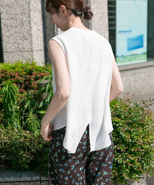 ITEMS URBANRESEARCH(アイテムズ アーバンリサーチ)の「ジョーゼットノースリーブトップス(Tシャツ/カットソー・レディース・ホワイト/ピンク/ブラック・FREE)」の5枚目の写真