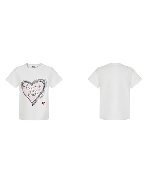 tシャツ ハートレタリングプリント ロゴステッチ 半袖Tシャツ FX25S234「Fano Studios」「2025SS」 レディース メンズ セール】ハートレタリングプリント ロゴステッチ 半袖Tシャツ