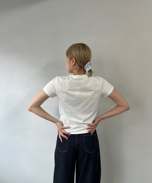 ハートレタリングプリント ロゴステッチ 半袖Tシャツ FX25S234