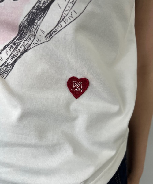 tシャツ ハートレタリングプリント ロゴステッチ 半袖Tシャツ FX25S234「Fano Studios」「2025SS」 レディース メンズ ハートレタリングプリント ロゴステッチ 半袖Tシャツ FX25S234