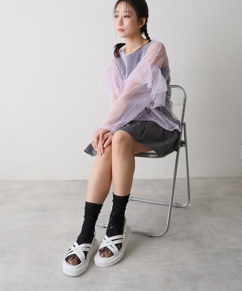 DEMETER(デメテル)の「軽量厚底 クロスデザイン ストラップサンダル(サンダル・レディース・ブルー系その他/ブラック/ホワイト・LL/L/M/S)」の4枚目の写真