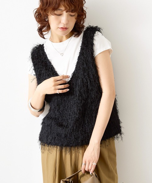 AMERI◆ベスト/S/ポリエステル/BRW/ストライプ/タグ付 Ameri（アメリ）の「GLITTER TWEED VEST（ベスト）」 - WEAR