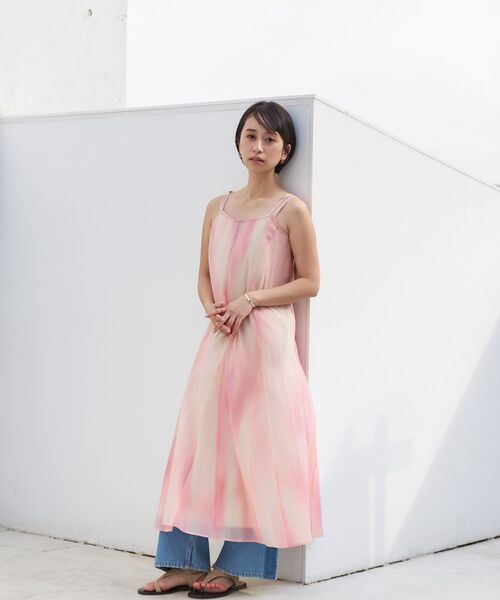 CHICWISH★グラデーションシフォンキャミマキシワンピース☆ ワンピース キャミワンピース 夏新作 シフォン ノースリーブ