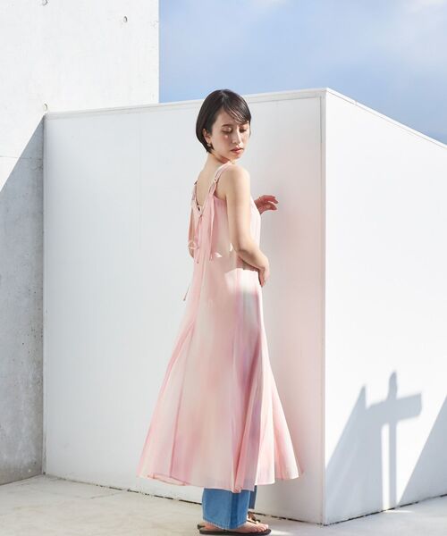 グラデーションマーブルキャミワンピースセット 【低身長・小柄