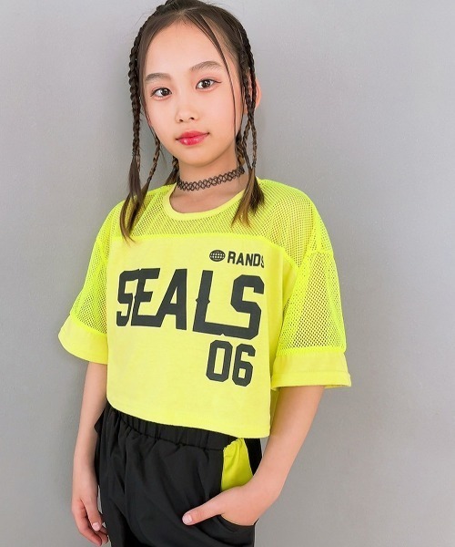 いラインアップ セール】メッシュ切替ショート丈T（Tシャツ/カットソー）｜RandS トップス