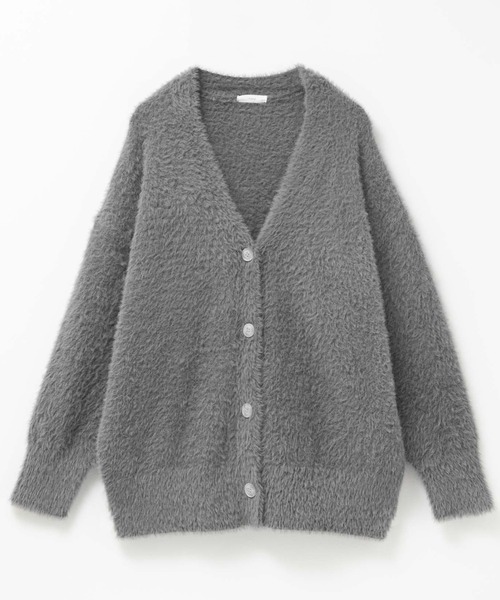 NAVY（ネイビー）の「ふわふわした柔らかな肌さわりのフェザーヤーンロングカーディガン（カーディガン/ボレロ・レディース・グリーン/ベージュ/オレンジ/チャコールグレー・FREE）」の19枚目の写真