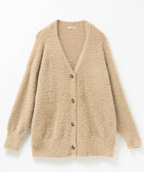 NAVY（ネイビー）の「ふわふわした柔らかな肌さわりのフェザーヤーンロングカーディガン（カーディガン/ボレロ・レディース・グリーン/ベージュ/オレンジ/チャコールグレー・FREE）」の21枚目の写真