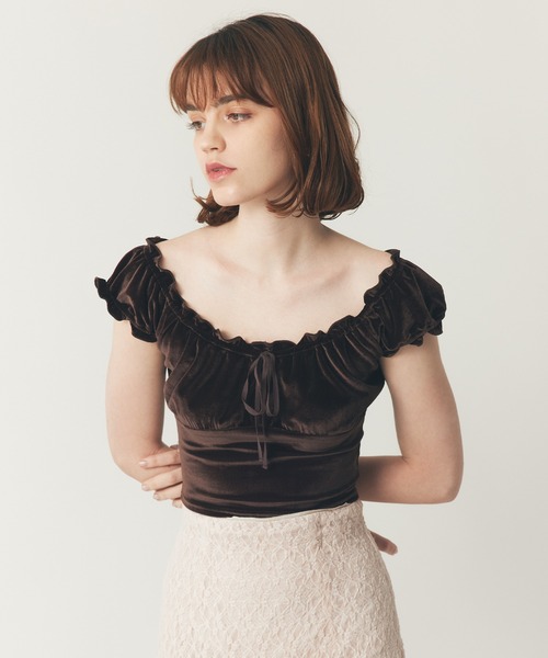 DEICY（デイシー）の「ベロアギャザーショートトップス（Tシャツ/カットソー・レディース・ダークブラウン/レッド/ピンク・FREE）」の19枚目の写真