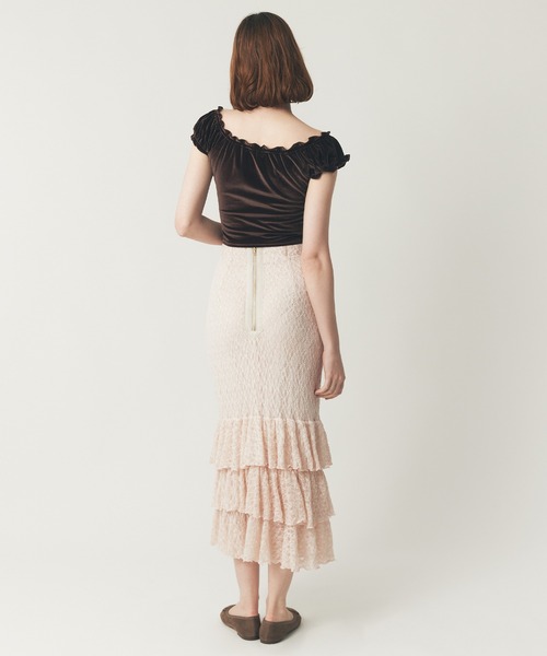 DEICY（デイシー）の「ベロアギャザーショートトップス（Tシャツ/カットソー・レディース・ダークブラウン/レッド/ピンク・FREE）」の9枚目の写真