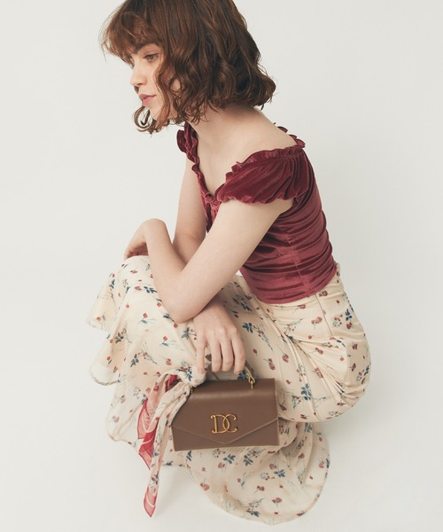 DEICY（デイシー）の「ベロアギャザーショートトップス（Tシャツ/カットソー・レディース・ダークブラウン/レッド/ピンク・FREE）」の14枚目の写真