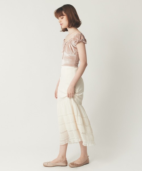 DEICY（デイシー）の「ベロアギャザーショートトップス（Tシャツ/カットソー・レディース・ダークブラウン/レッド/ピンク・FREE）」の12枚目の写真