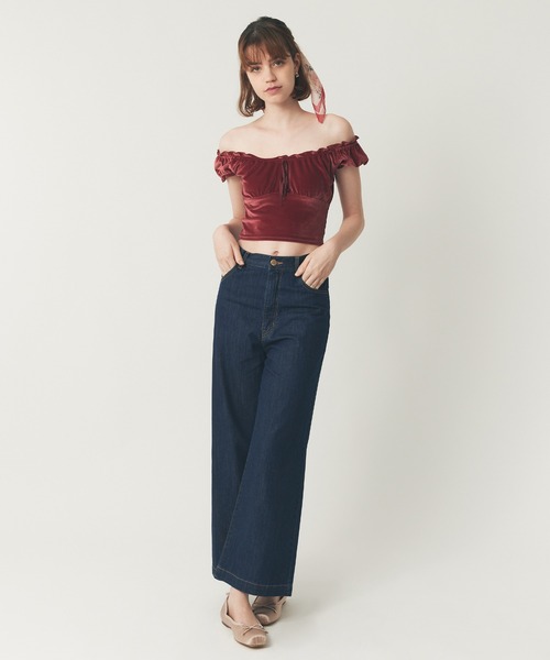 DEICY（デイシー）の「ベロアギャザーショートトップス（Tシャツ/カットソー・レディース・ダークブラウン/レッド/ピンク・FREE）」の15枚目の写真