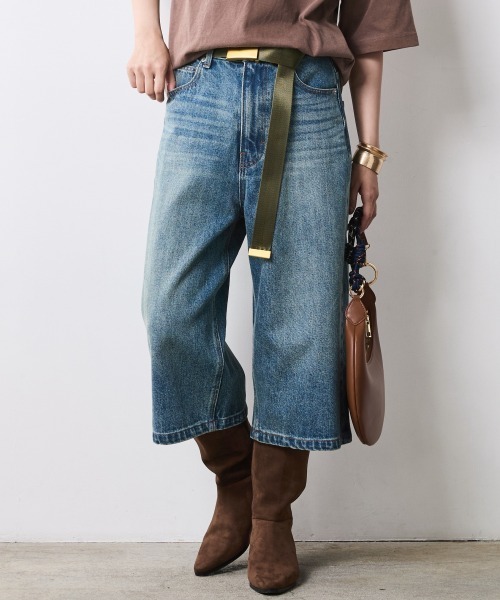 CHIC STYLE(シックスタイル)の「デニムバミューダパンツ<大きいサイズ有>シックスタイル(デニムパンツ・レディース・ブルー系/ブラック系・76/73/122/114/106/98/96/92/88/84/80)」の1枚目の写真