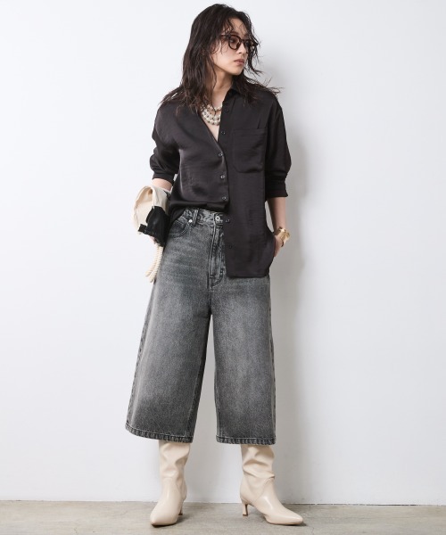 CHIC STYLE(シックスタイル)の「デニムバミューダパンツ<大きいサイズ有>シックスタイル(デニムパンツ・レディース・ブルー系/ブラック系・76/73/122/114/106/98/96/92/88/84/80)」の17枚目の写真