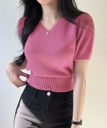 DALIA Vネックショートニットトップス｜BIGI online store