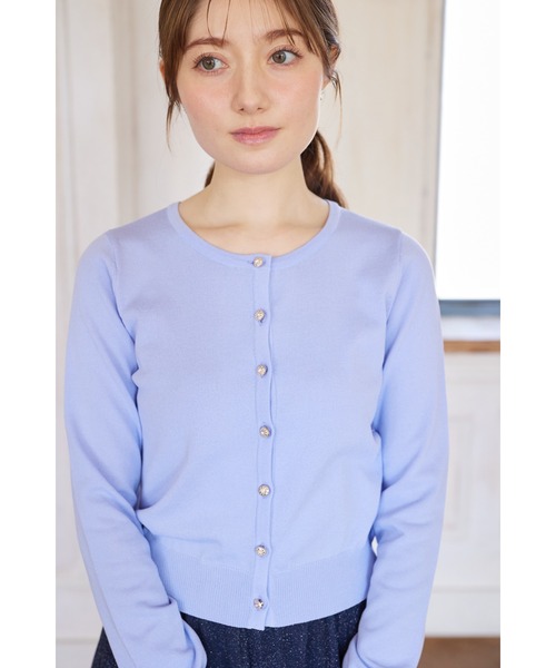 tocco closet(トッコ クローゼット)の「クリアビジュー釦カーディガン(Tシャツ/カットソー・レディース・ブラック/ピンクベージュ/オフホワイト/ブルー・M)」の21枚目の写真