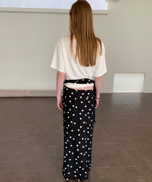chuclla（チュクラ）の「【LONSLAN】リネン混 ウエストリボン ドットスカート CHLONW25s059（スカート・レディース・ブラック・S/M/L）」の6枚目の写真