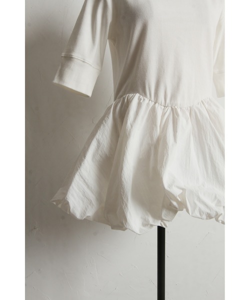 &. NOSTALGIA(アンドドットノスタルジア)の「【ZOZO限定】バルーンペプラム半袖トップス(Tシャツ/カットソー・レディース・ブラウン/オフホワイト・FREE)」の21枚目の写真