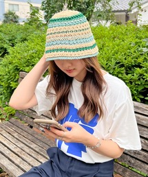 ABYS（アビス）の「かぎ編みボーダーデザイン クロシェハット（ハット）」