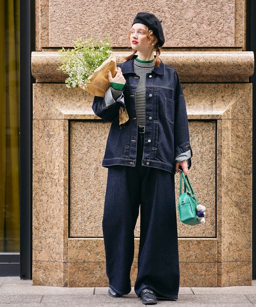 デニムジャケットとセットアップ対応】パリジェンヌセミワイドタック