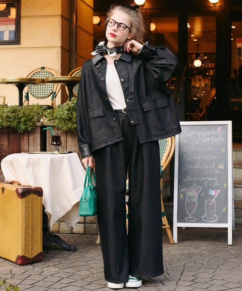デニムジャケットとセットアップ対応】パリジェンヌセミワイドタック