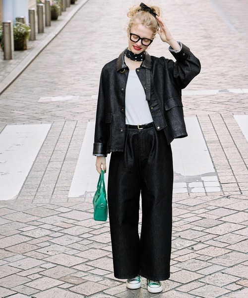 デニムジャケットとセットアップ対応】パリジェンヌセミワイドタック