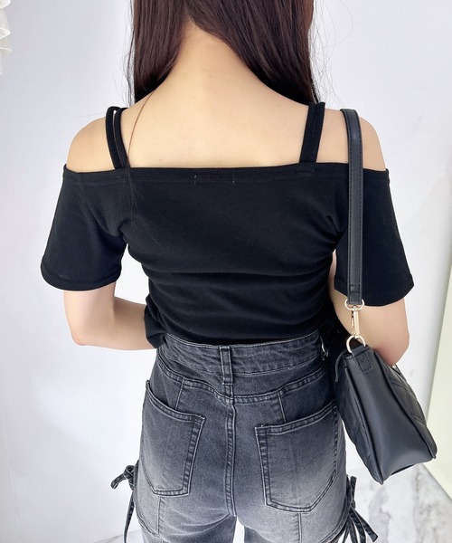 INGNI(イング)の「ドロストオフショルトップス(Tシャツ/カットソー・レディース・ブラック/オフホワイト/ピンク・M)」の10枚目の写真