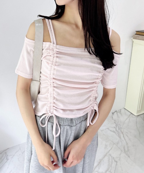 INGNI(イング)の「ドロストオフショルトップス(Tシャツ/カットソー・レディース・ブラック/オフホワイト/ピンク・M)」の12枚目の写真