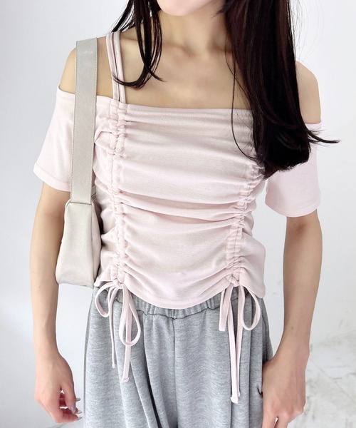 INGNI(イング)の「ドロストオフショルトップス(Tシャツ/カットソー・レディース・ブラック/オフホワイト/ピンク・M)」の13枚目の写真
