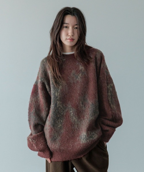 LOWRYS FARM（ローリーズファーム）の「【LFM(U)】モヘアジャガードニット　 494100（ニット/セーター・メンズ・ブラウン/グレー/ブルー・FREE）」の10枚目の写真