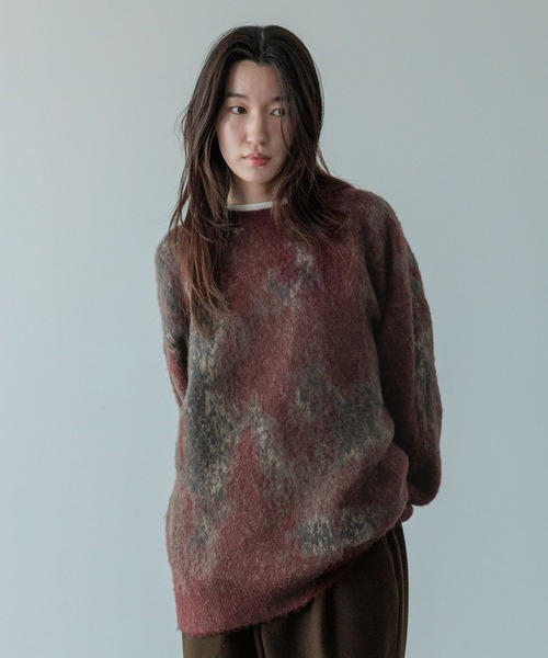 LOWRYS FARM（ローリーズファーム）の「【LFM(U)】モヘアジャガードニット　 494100（ニット/セーター・メンズ・ブラウン/グレー/ブルー・FREE）」の9枚目の写真