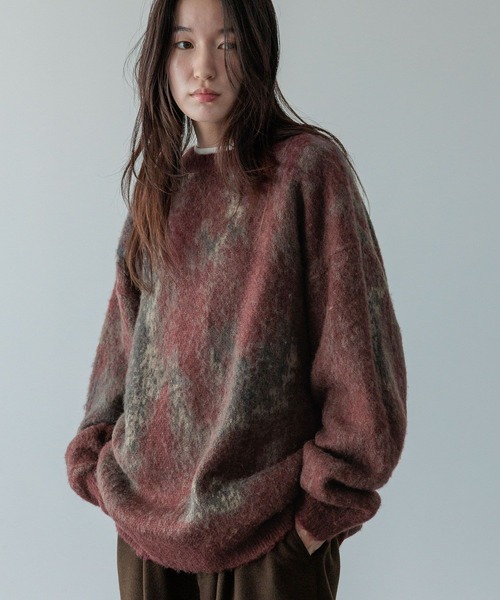 LOWRYS FARM（ローリーズファーム）の「【LFM(U)】モヘアジャガードニット　 494100（ニット/セーター・メンズ・ブラウン/グレー/ブルー・FREE）」の7枚目の写真