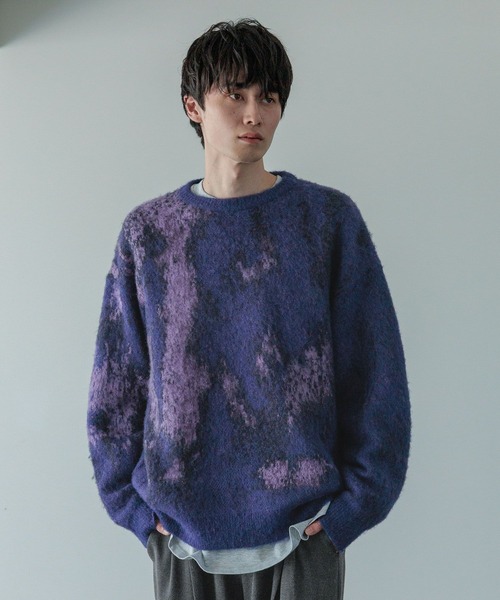 LOWRYS FARM（ローリーズファーム）の「【LFM(U)】モヘアジャガードニット　 494100（ニット/セーター・メンズ・ブラウン/グレー/ブルー・FREE）」の4枚目の写真