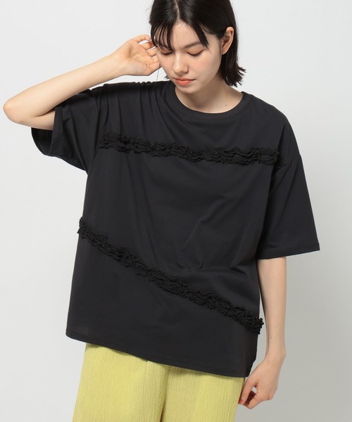 niko and...(ニコアンド)の「レースドッキングTシャツ(Tシャツ/カットソー・レディース・チャコール/ホワイト/オフホワイト・MEDIUM/LARGE)」の3枚目の写真