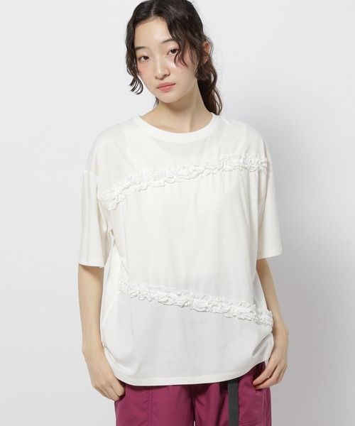 niko and...(ニコアンド)の「レースドッキングTシャツ(Tシャツ/カットソー・レディース・チャコール/ホワイト/オフホワイト・MEDIUM/LARGE)」の22枚目の写真
