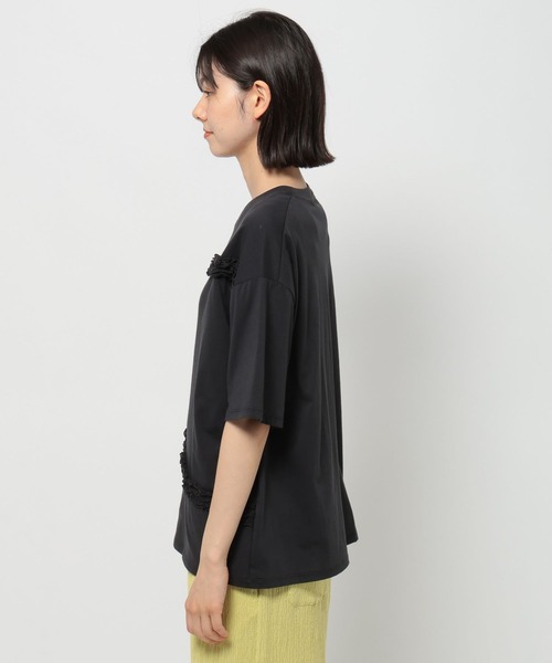 niko and...(ニコアンド)の「レースドッキングTシャツ(Tシャツ/カットソー・レディース・チャコール/ホワイト/オフホワイト・MEDIUM/LARGE)」の6枚目の写真