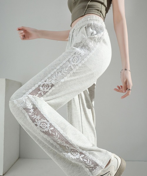 セール】フラワーレースライン スウェットパンツ（スウェットパンツ