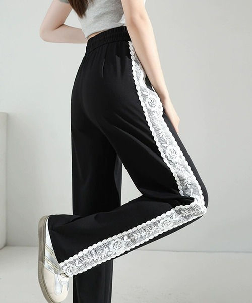 セール】フラワーレースライン スウェットパンツ（スウェットパンツ