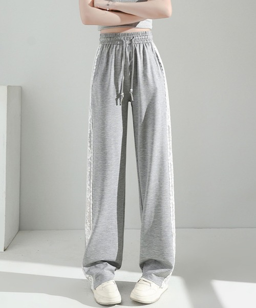 セール】フラワーレースライン スウェットパンツ（スウェットパンツ