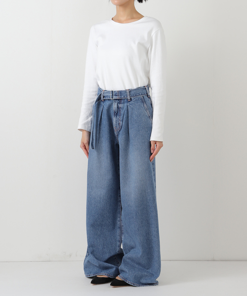 NEEDBY heritage（ニードバイヘリテージ）の「NEEDBY HERITAGE/ニードバイ ヘリテージ SLOBE別注 FRED デニム（デニムパンツ・レディース・サックスブルー/ブルー・26cm/25cm/24cm）」の6枚目の写真