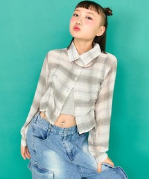 ANAP GｉRL | シャーリング シアー デザイン クロップド シャツ(シャツ/ブラウス)